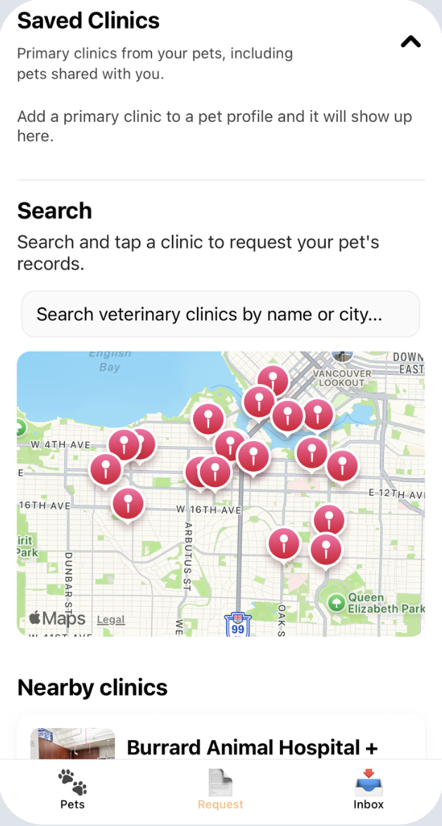 PetScription request records screen